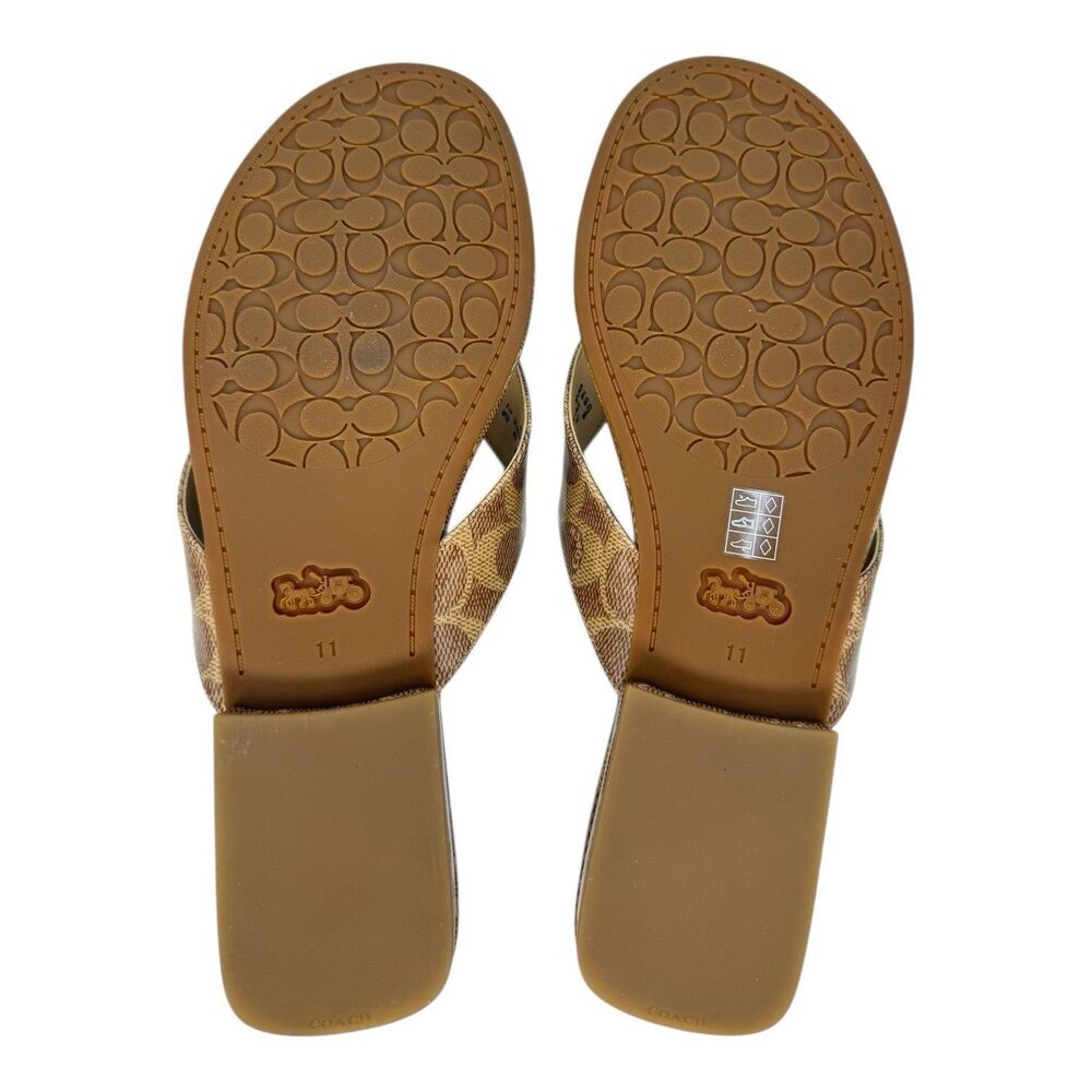 Coach Bridgette Sandals – Women's Slip-On in Signature Canvas - Tan |Size 11B - Picture 5 of 6